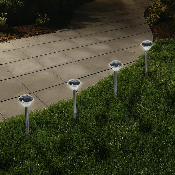 Solar Garden Ground Lights Outdoor Diamond Stake Lights Landscape Lighting Stain
